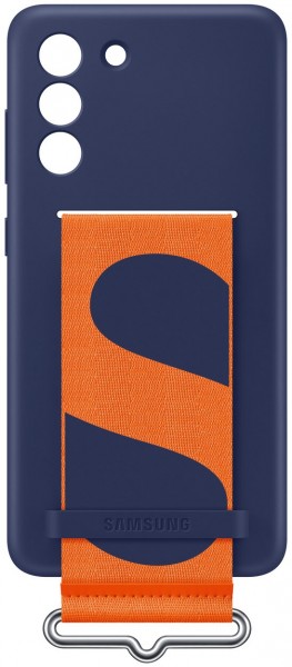 Silicone Cover mit Strap für Galaxy S21 FE 5G navy