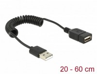 USB 2.0-A Verlängerung Spiralkabel schwarz