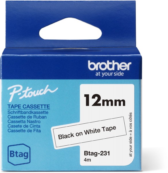 Btag-231 Schriftband (12mm) für P-touch N10/N20/N25BT schwarz/weiß
