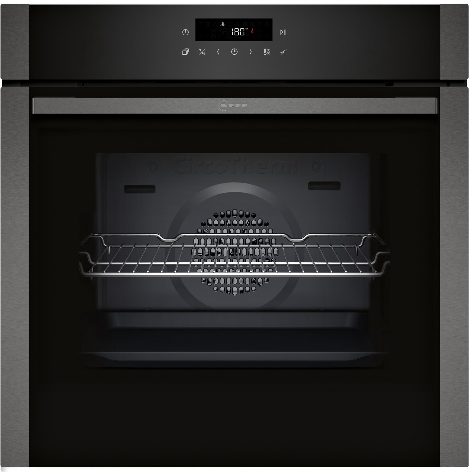 B6ACJ7AG3 Einbaubackofen graphit, 71 l, Pizza-Stufe, schnelles Vorheizen, Heißluftgrill, pyrolytische Selbstreinigung, 66 cm breit, A+