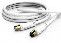 Antennen-Kabel 90dB (5m) Koax-Stecker>Koax-Kupplung weiß