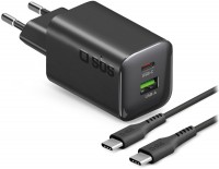 USB/USB-C GaN Wandladegerät (65W) mit USB Type-C Kabel (1,5m) schwarz