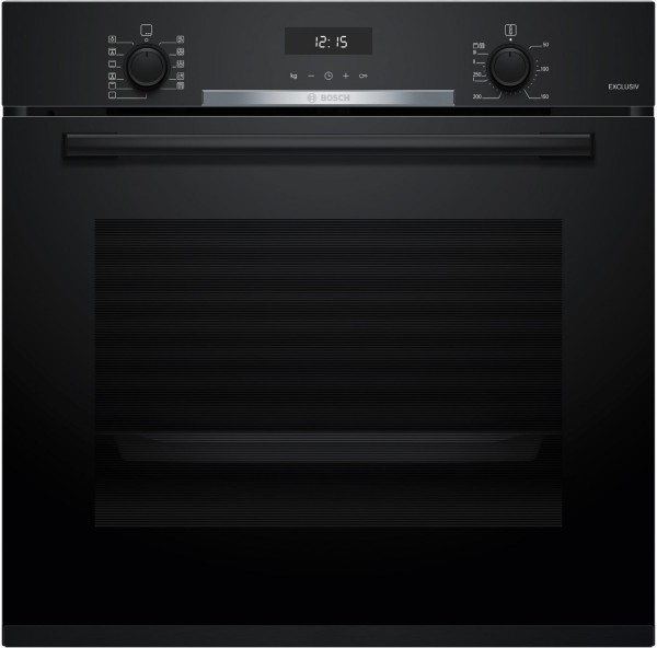 HBG337AB4 Einbaubackofen schwarz, 71 l, Pizza-Stufe, schnelles Vorheizen, Rückwand katalytisch beschichtet, 59,4 cm breit, A+, Serie 6