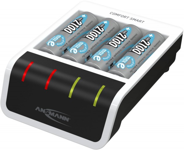 Comfort Smart Ladegerät inkl. 4x AA 2.100 mAh Akkus schwarz/weiß