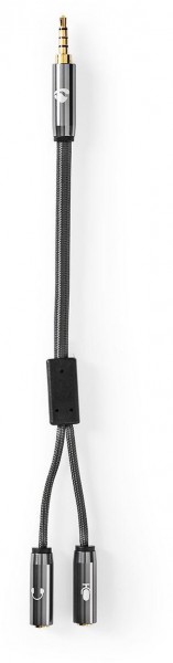 CATB22150GY02 Headset-Audiokabel 3,5-mm-Stecker>2x 3,5-mm-Buchse (0,2m) stahlgrau