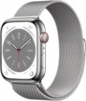 Watch Series 8 (45mm) GPS+4G Edelstahl mit Milanaise Armband silber/silber
