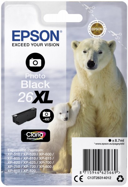 26XL Claria Premium Tintenpatrone photo black