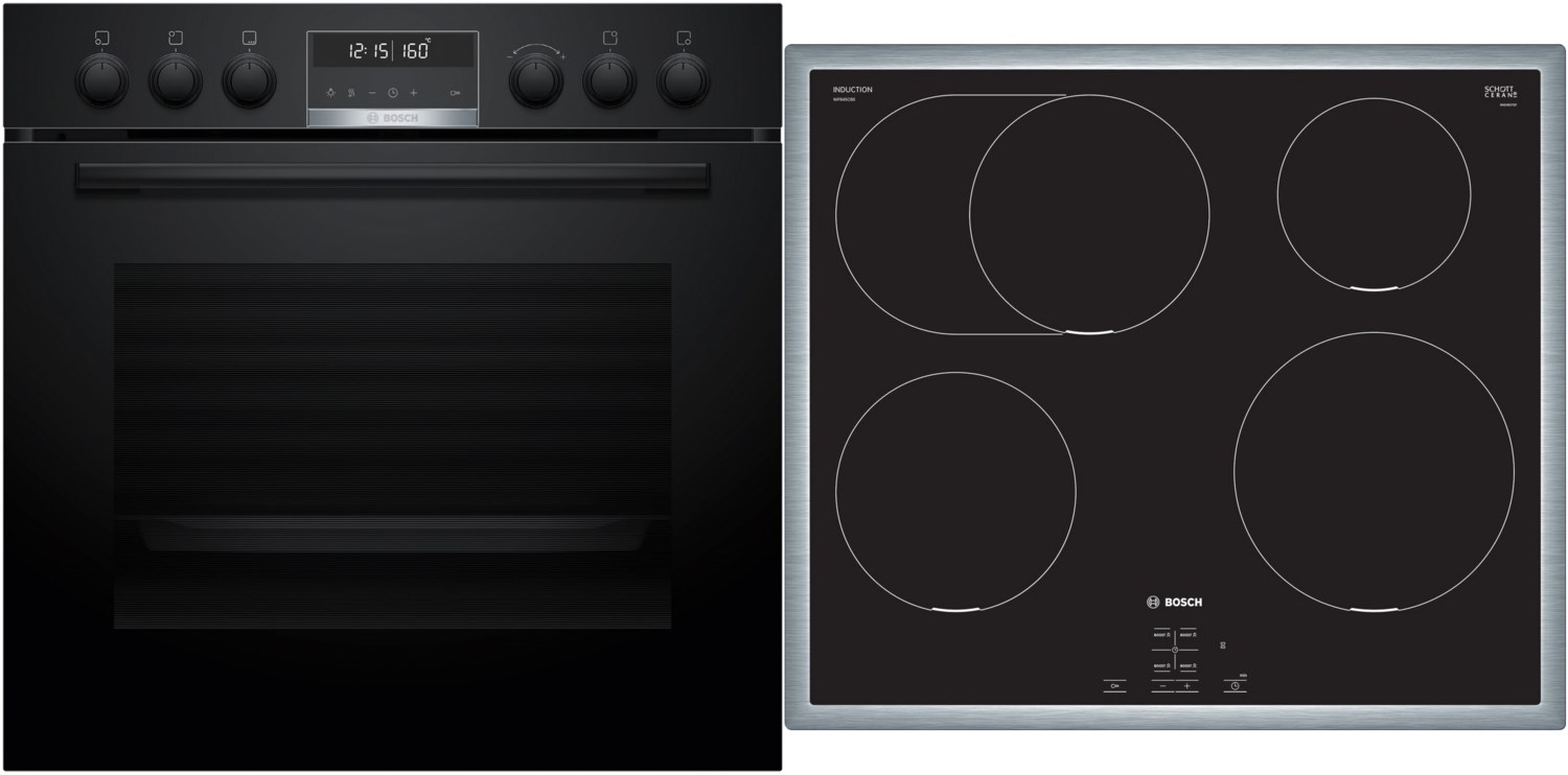 Image of HND675LS62 Herdset mit Induktionskochfeld bestehend aus HEG578BB4 + NIF645CB5E schwarz + edelstahl