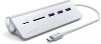 Type-C Aluminium USB-Hub & Card-Reader silber