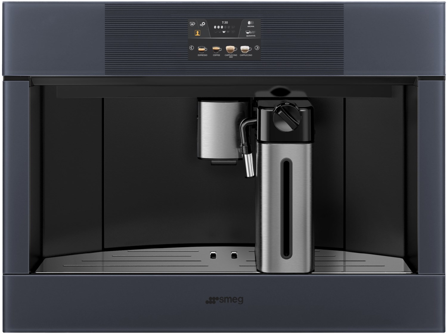 CMS4104G Einbau-Kaffee-Vollautomat neptune grey, Milchbehälter, Latte Macchiato/Cappuccino, Linea, Stahl-Kegel-Mahlwerk, 15 bar, 2,5 l, grau