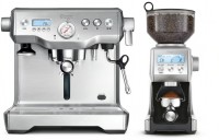the Dynamic Duo Siebträgermaschine gebürstetes Edelstahlgrau