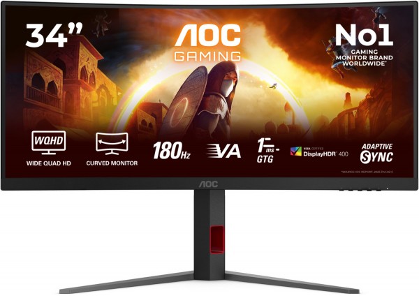 AGON CU34G4CA 86 cm (34") Gaming Monitor schwarz/rot, Ultrawide (3440x1440), 0,5 ms Reaktionszeit, gebogen