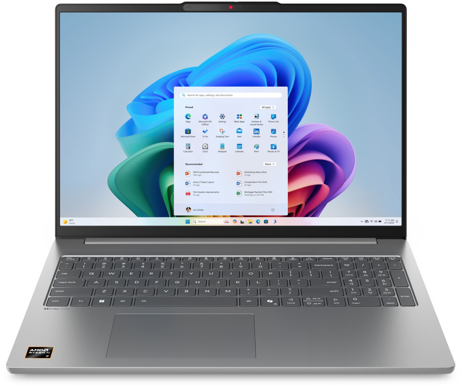 IdeaPad Slim 5 16AKP10 (83HY002UGE) 40,64 cm (16") Notebook luna grey, 16 GB RAM, 1000 GB SSD, AMD Ryzen AI 7, Windows 11, 1920x1200