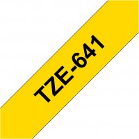 TZE-641 Schriftband lamin. (18mm) gelb/schwarz