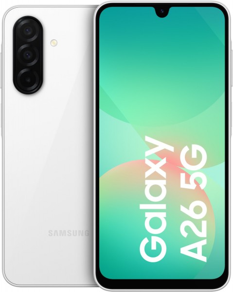 Galaxy A26 5G (128GB) Smartphone weiß, 6 GB RAM, 50 MP Kamera, 6,7 Zoll Display, 37,08 Std. Akku, Android