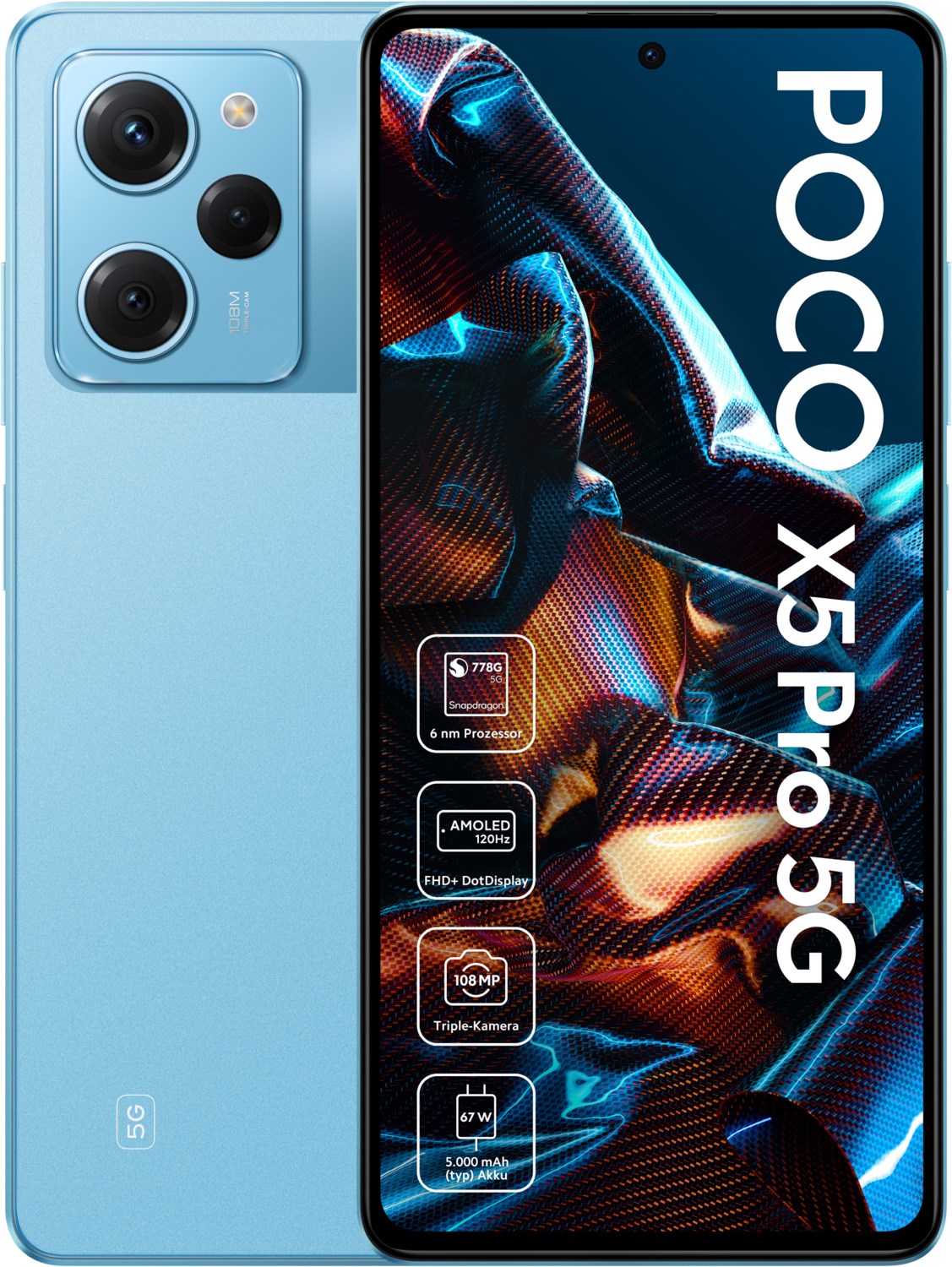 Image of Poco X5 Pro 5G (8GB+256GB) Smartphone blau