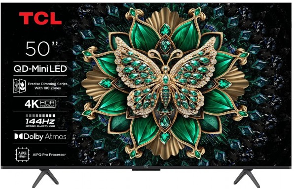 50C69K 126 cm (50") QD-Mini LED-TV brushed metal, 4K Ultra HD, Smart-TV, 120 Hz, DVB-T2/DVB-C/DVB-S2, Sprachsteuerung