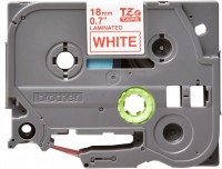 TZE-242 Schriftband lamin. (18mm) weiß/rot
