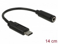 Adapter USB > Klinkenbuchse (14cm) Type-C Stecker schwarz