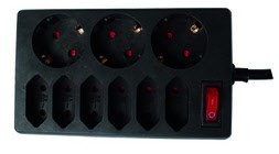 Steckdosenleiste 3+6-fach (1,4m) schwarz