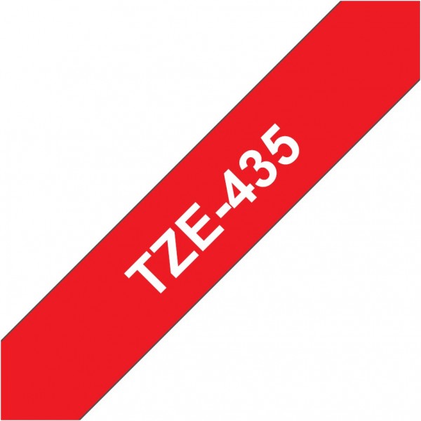 TZe-435 (12mm) Schriftband rot/weiß