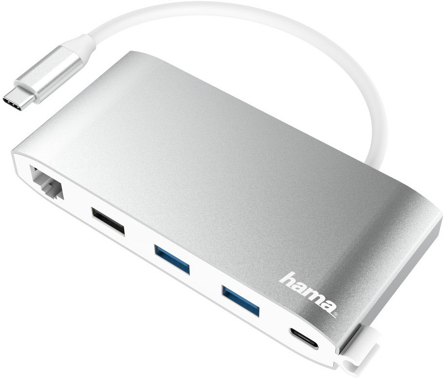 USB-C-Multiport-Adapter (8 Ports) schwarz/silber/weiß