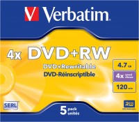 DVD+RW 4.7GB 4x Jewelcase (5 Disc)