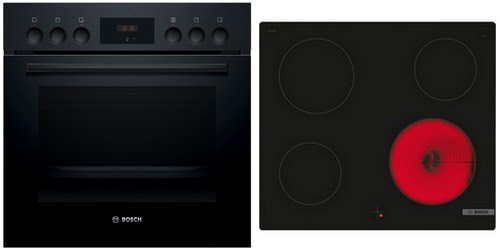 HNDBB210 Herdset bestehend aus HEF113BB0 + NKE611GA2E schwarz + schwarz