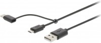 CCGB60610BK10 2-in-1-Kabel (1m) schwarz USB-A>USB-Micro-B-/Typ-C-Stecker