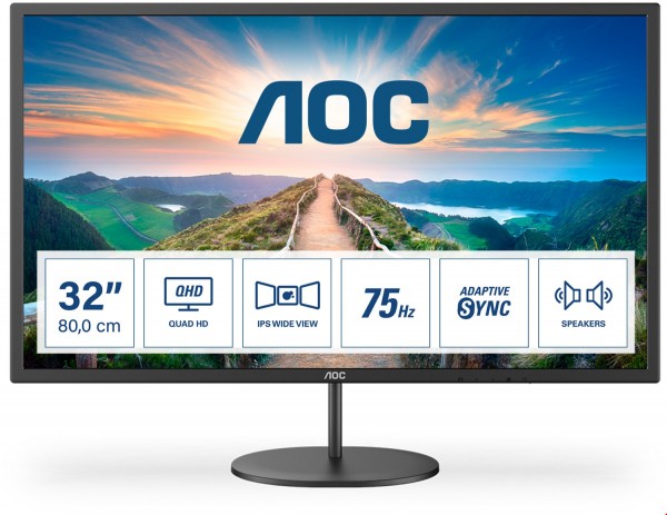 Value-Line V4 Q32V4 80 cm (32") TFT-Monitor mit LED-Technik schwarz, Widescreen QHD (2560x1440), 4 ms Reaktionszeit