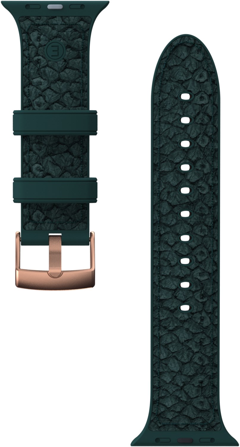Salmon Leather Watch Strap Jörd für Apple Watch (44mm) dunkelgrün