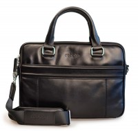 bag 15" Leder Laptoptasche schwarz