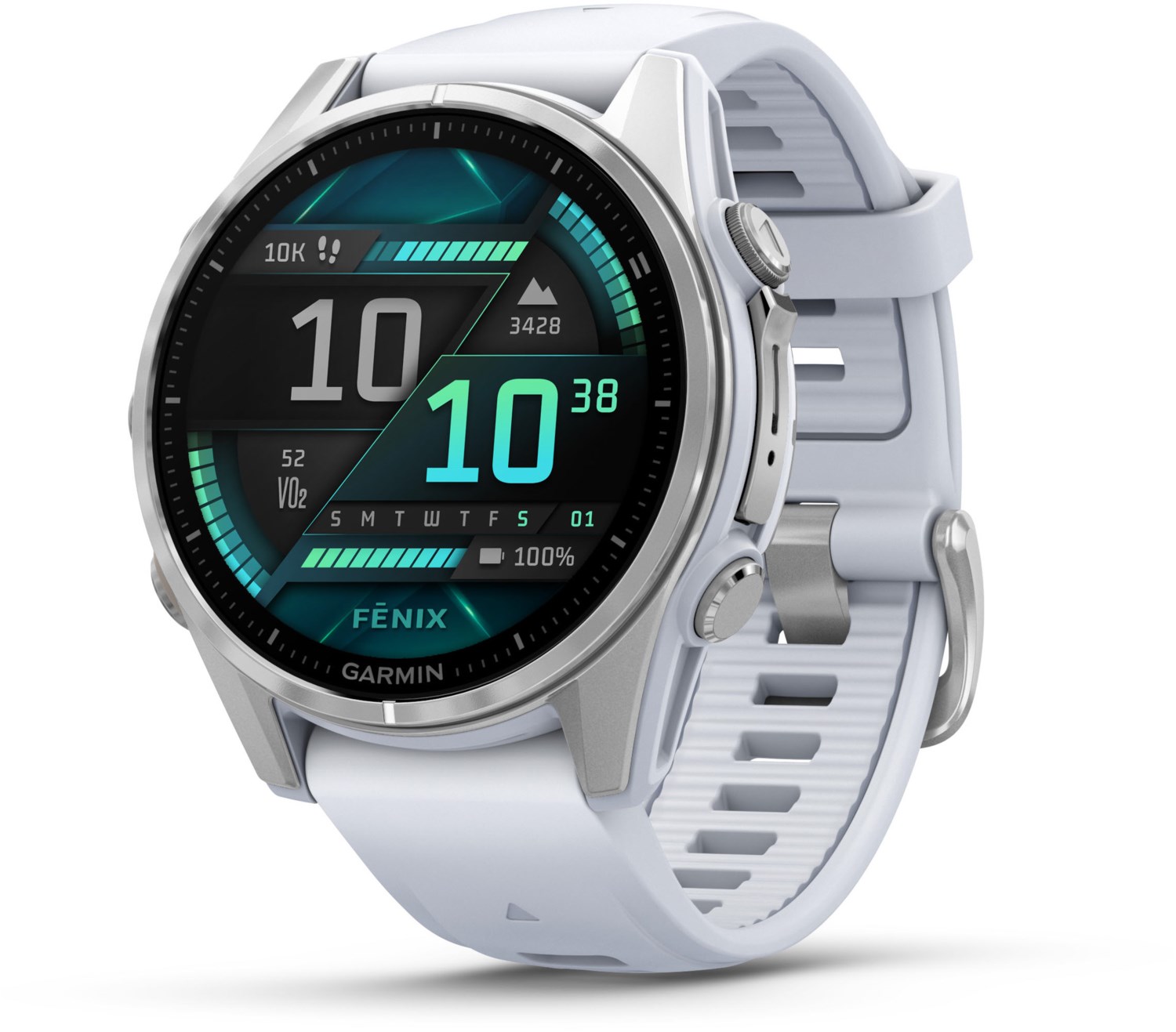 Image of fenix 8 (43mm) Smartwatch mit QuickFit-Silikon-Armband (20mm) steinweiß/silber