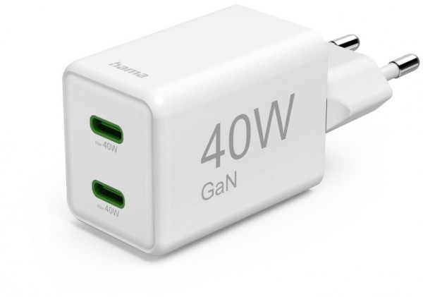 Schnellladegerät 2x USB-C (40W) weiß