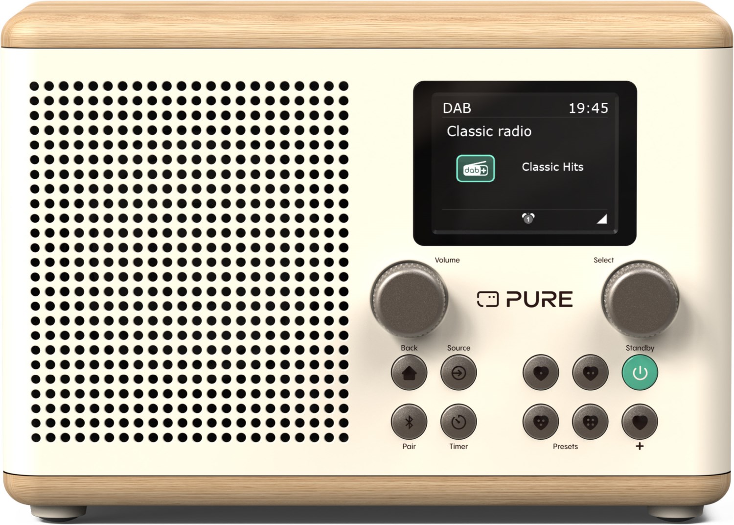Classic H4 DAB Radioempfänger cotton white/oak
