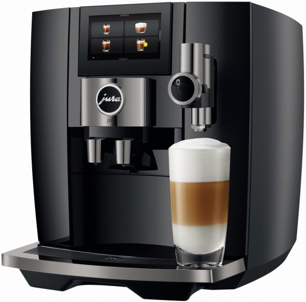 J10 Kaffee-Vollautomat Piano Black (EA), Milchbehälter, Latte Macchiato/Cappuccino/Milchkaffee, 15 bar, 1,9 l, schwarz, Apps ladbar