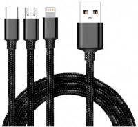 USB 2.0 Daten-/Ladek. 3in1 (1,25m) USB-Micro B / USB Typ C / Lightning schwarz