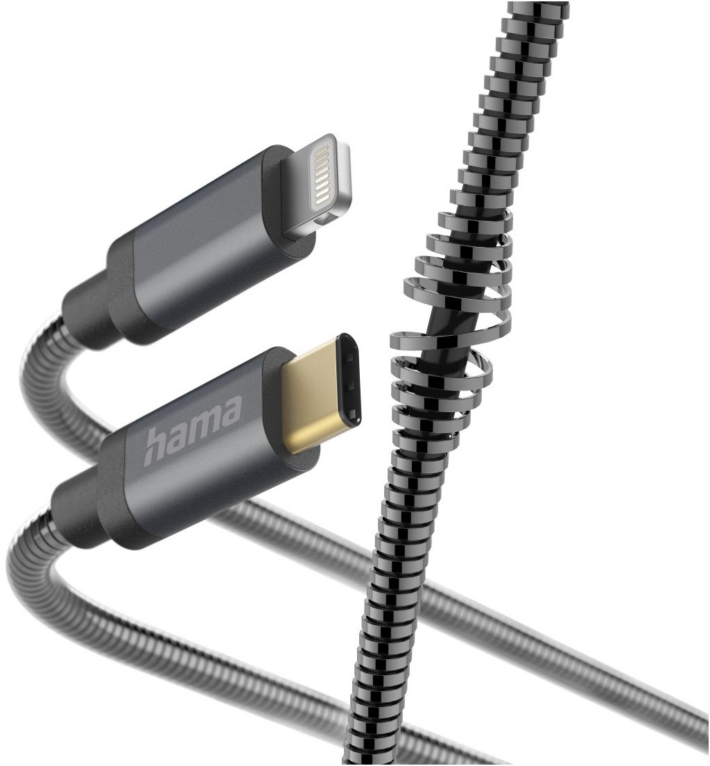Ladekabel Metall (1,5m) USB-C>Lightning grau