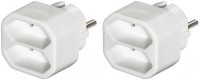Steckdosenadapter 2-fach Doppelpack 2x Euro-Steckdose weiß
