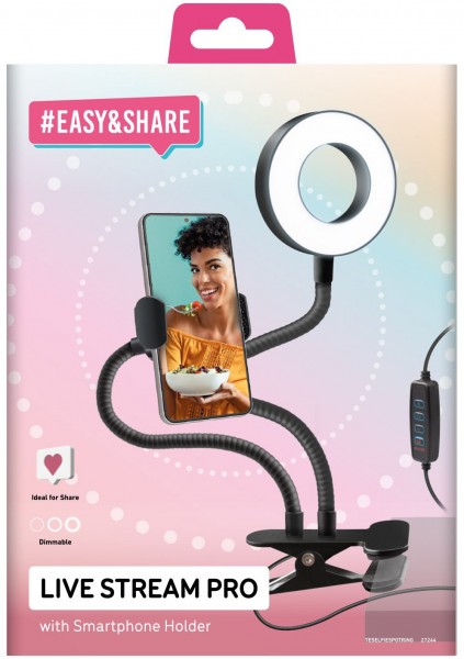 Live Stream Pro LED-Selfiering schwarz
