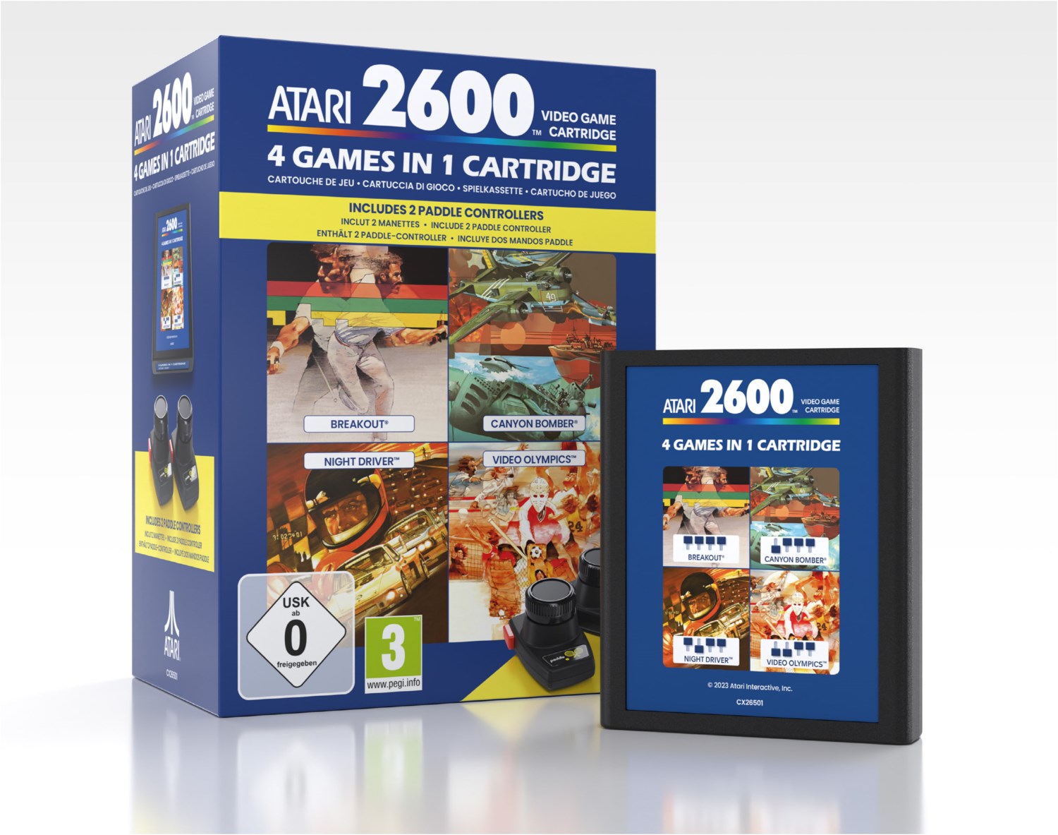 4in1 Game Cartridge and Paddle Pack für Atari 2600+