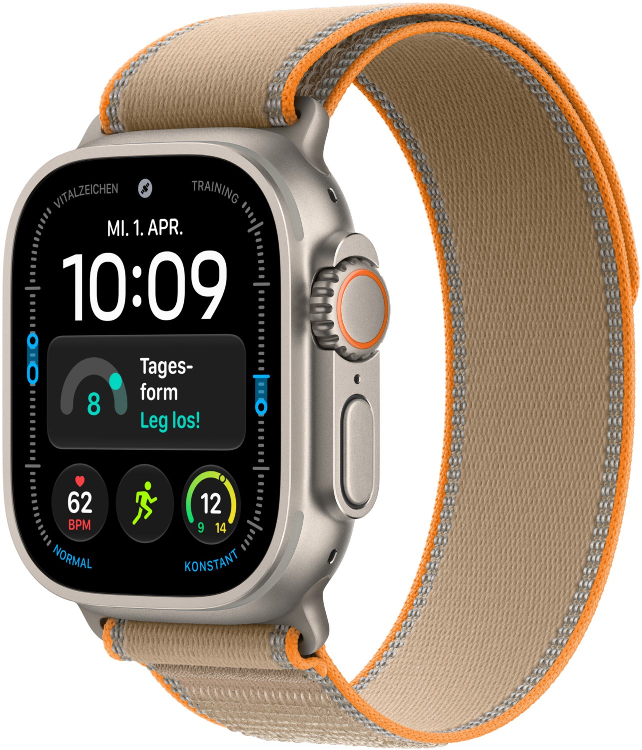 Apple Watch Ultra 4 (49mm) GPS+5G Smartwatch Titan mit Trail Loop Armband (M/L) natur/sand