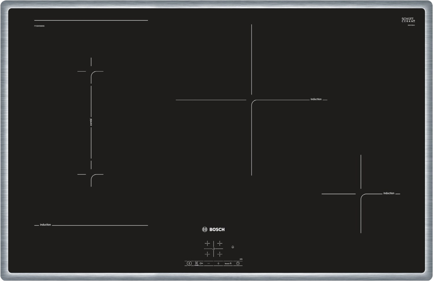 Image of PVS845BB5E Autark-Induktionskochfeld edelstahl