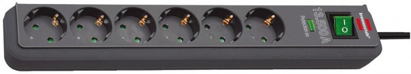 Eco-Line Steckdosenleiste 6-fach (5m) mit Schalter anthrazit