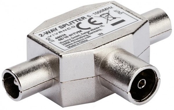 TV-Verteiler 2-fach Koax-Buchse > 2x Koax-Stecker
