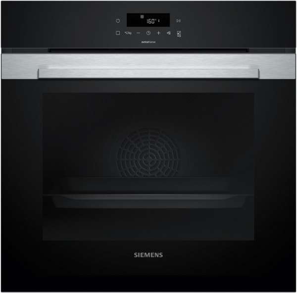 HB372G0S3 Einbaubackofen edelstahl, 71 l, Pizza-Stufe, schnelles Vorheizen, pyrolytische Selbstreinigung, 59,4 cm breit, A+, iQ300
