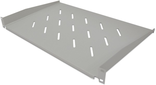 19" Fachboden 1HE (350mm) Frontmontage, perforiert grau
