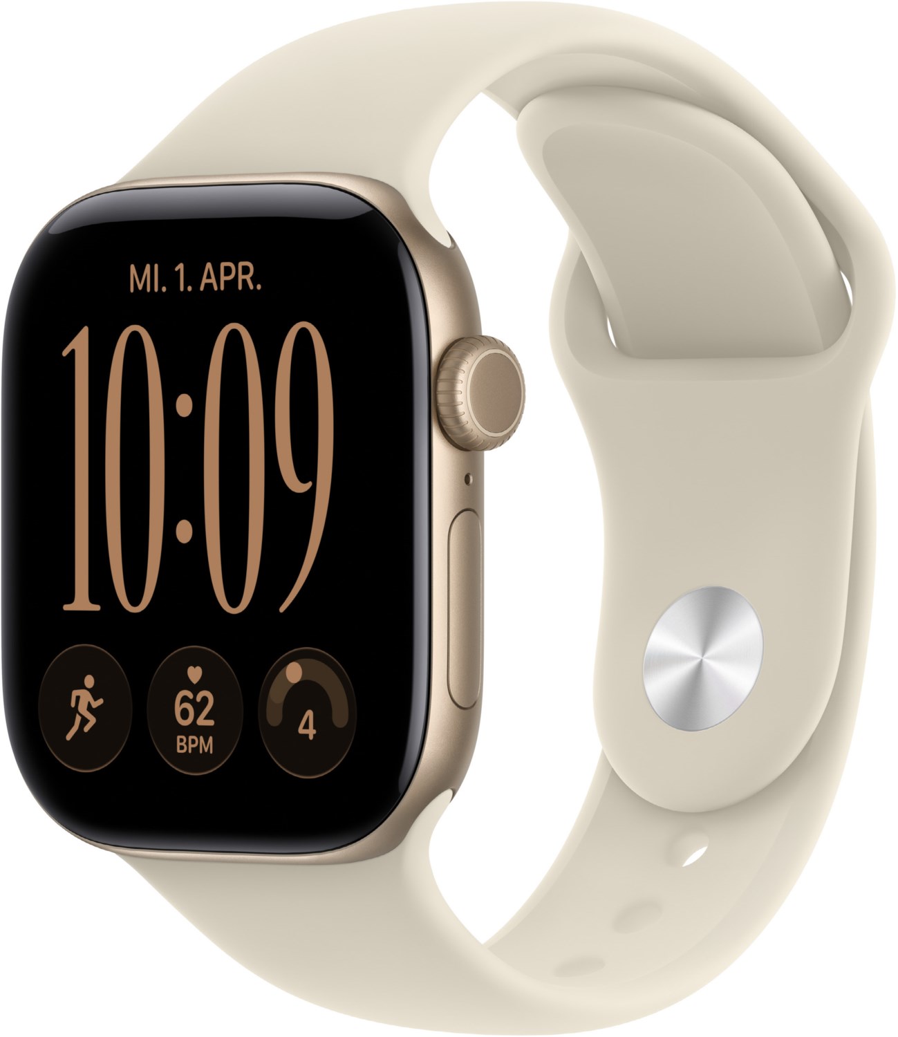 Apple Watch Series 12 (42mm) GPS+5G Smartwatch Alu mit Sportarmband M/L lichtgold/sand