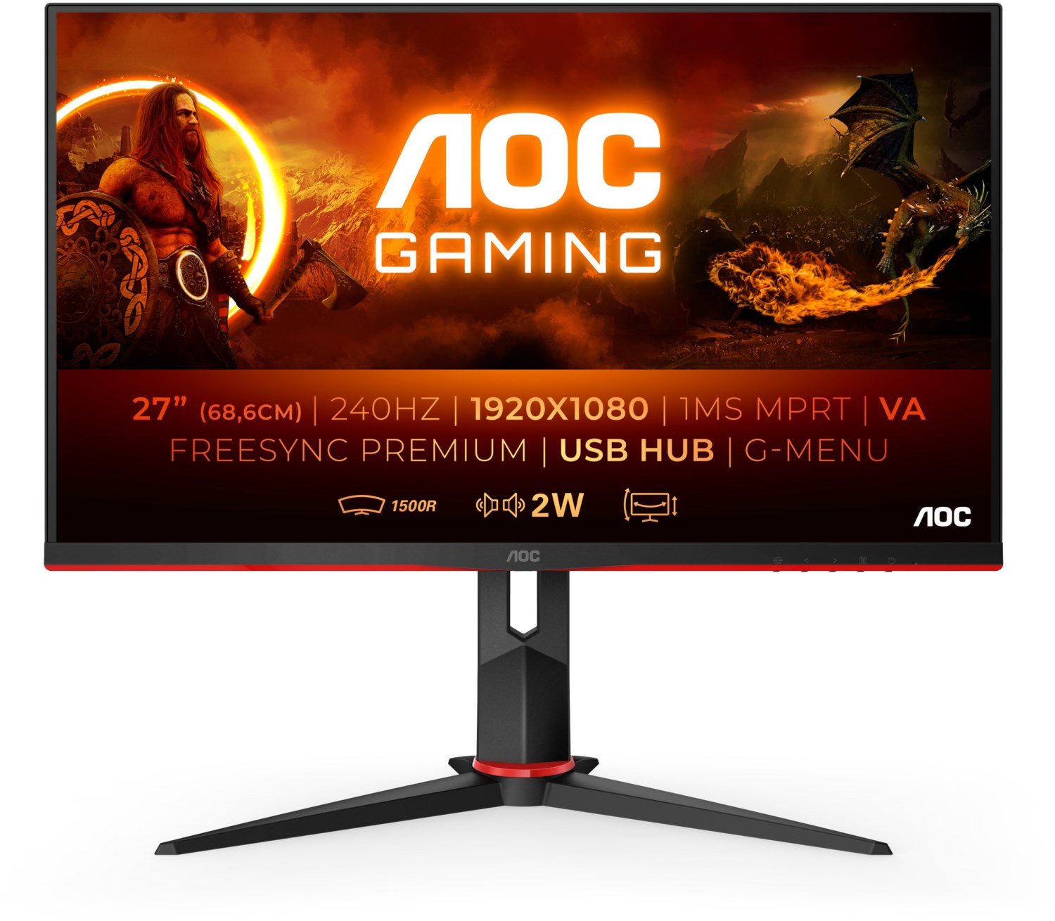 AOC C27G2ZU/BK 69 cm (27") Gaming Monitor schwarz/rot / F EURONICS