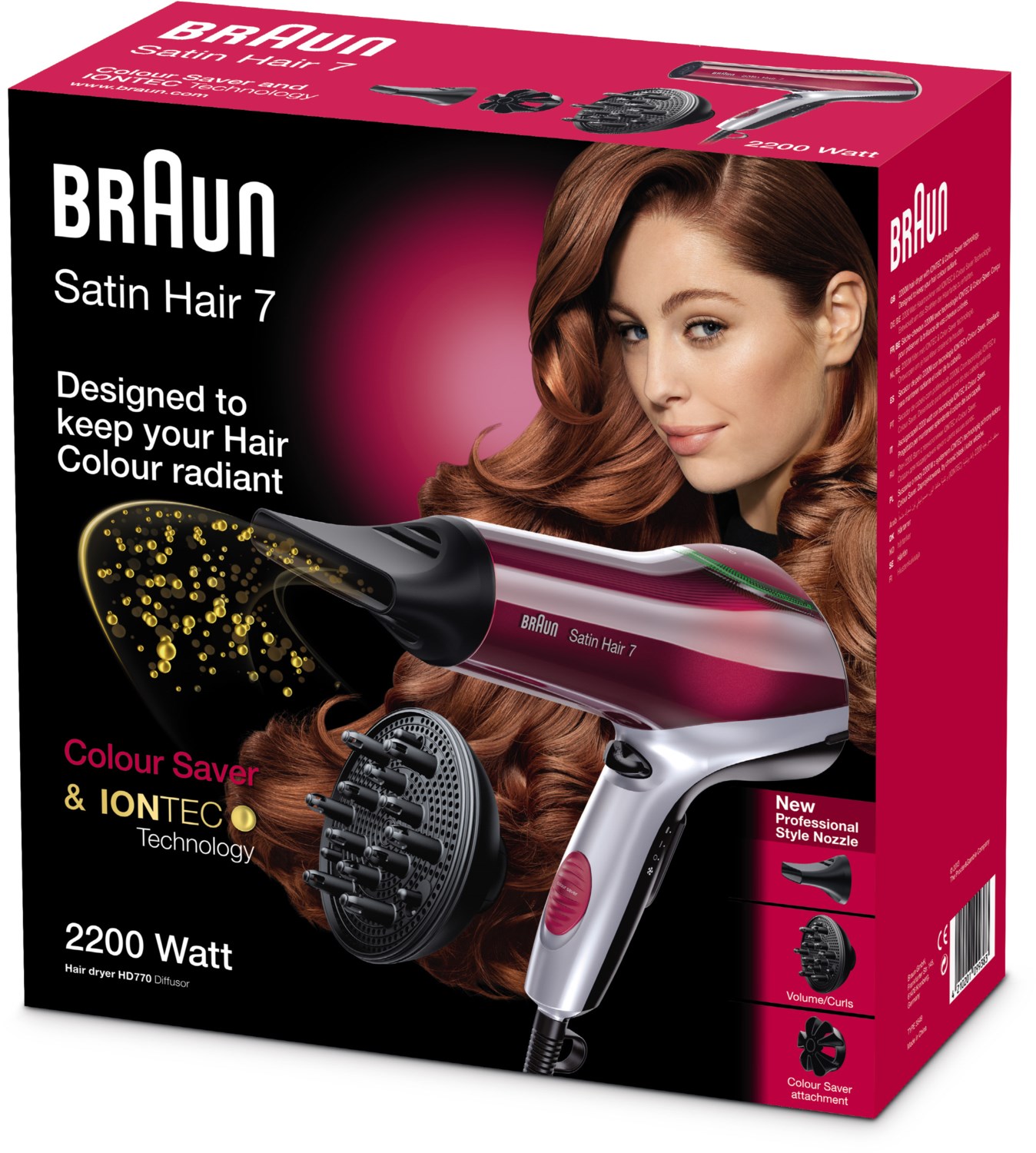 HD770 Color Saver Satin Hair 7 Haartrockner schwarz/rot